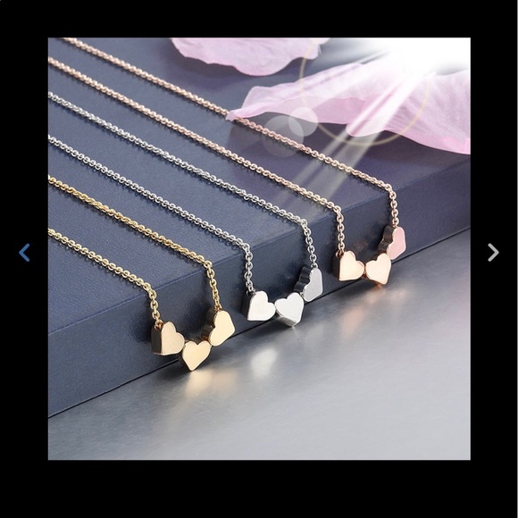 Three Hearts Necklace in Rose Gold - 1 LEFT! - Picture 3 of 6
